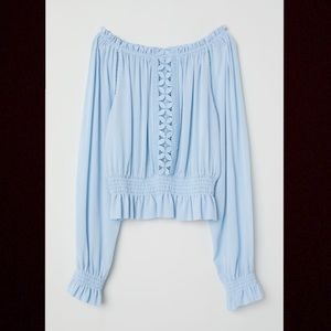 H&M Light Blue Lace Blouse